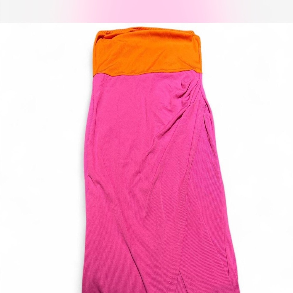 Pink and Orange Strapless Dress